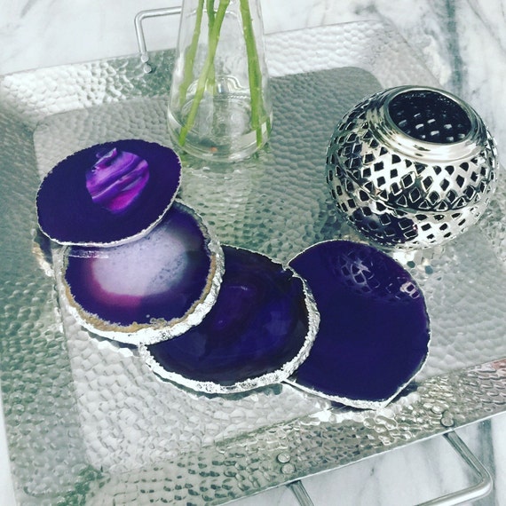 Silver Plated Purple Coasters