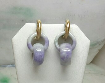 Lavender jade earrings, gold jade earrings