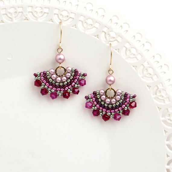 Crystal dangle earrings Swarovski crystal beaded earrings