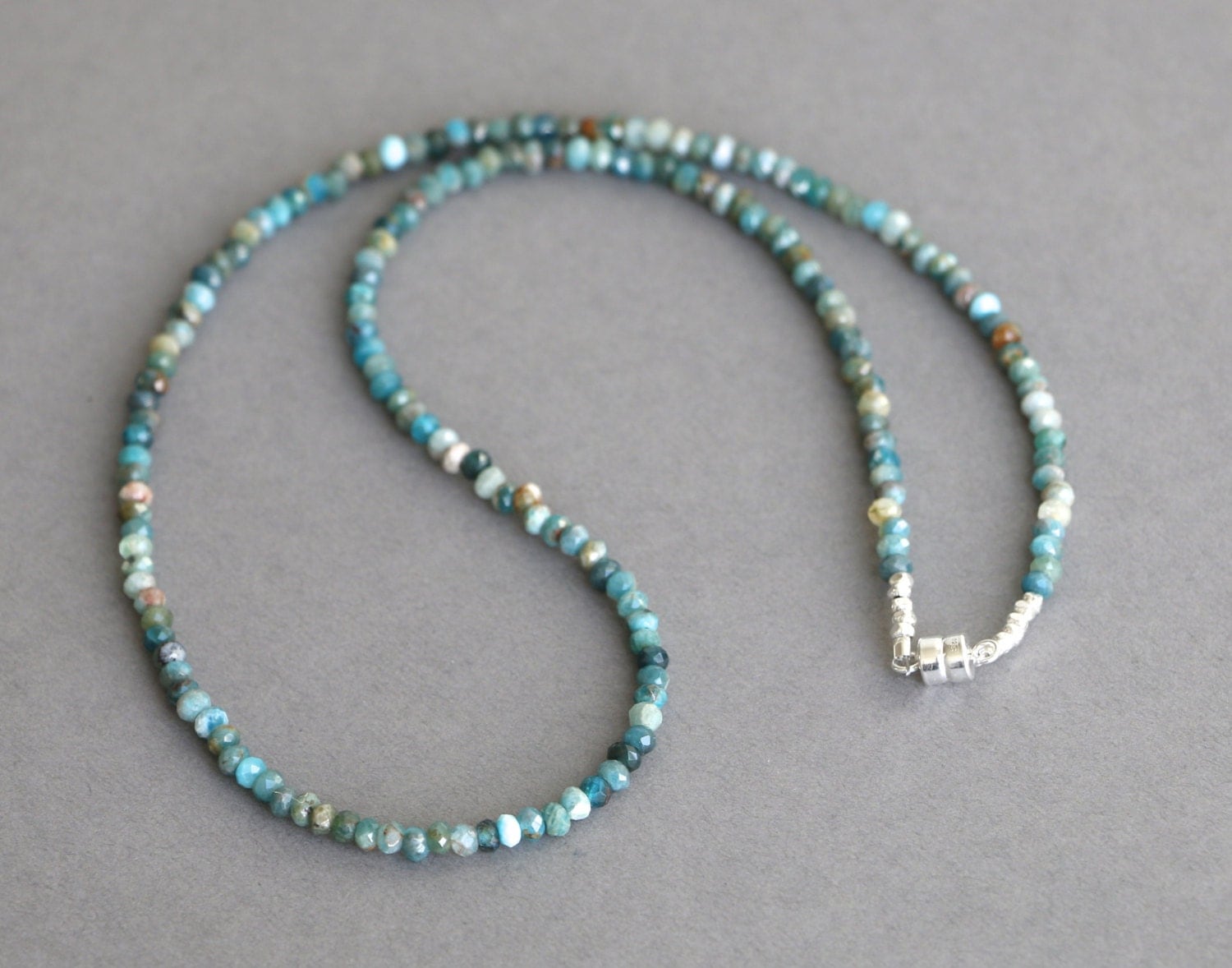 Blue Apatite Necklace Beaded Choker Gemstone Necklace