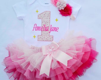 First birthday Girl outfit,Girls Cake Smash Outfit,Baby Girl 1st Birthday outfit,1st birthday tutu,twinkle twinkle star birthday girl outfit