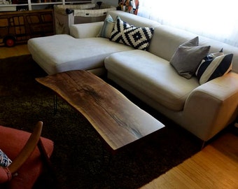 Black Walnut Live Edge Coffee Table ~ Hair Pin Legs