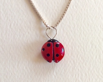 Ladybug Pendant, Hand Sculpted and Painted