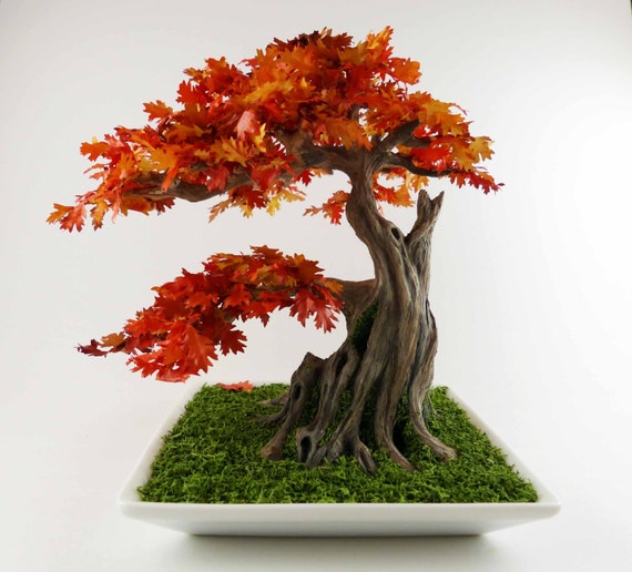 Artificial Bonsai maple bonsai leaning bonsai tree bonsai