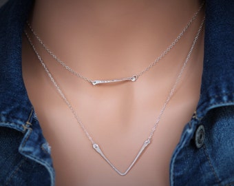 Choker Bar Necklace, Skinny Bar Necklace, Silver Bar Necklace , Layering Necklace , Everyday necklace,Layered Choker, Celebrity bar necklace
