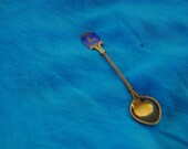 VINTAGE TEASPOON 4" Siler Plate with Gold Stag Crest on End of Handle