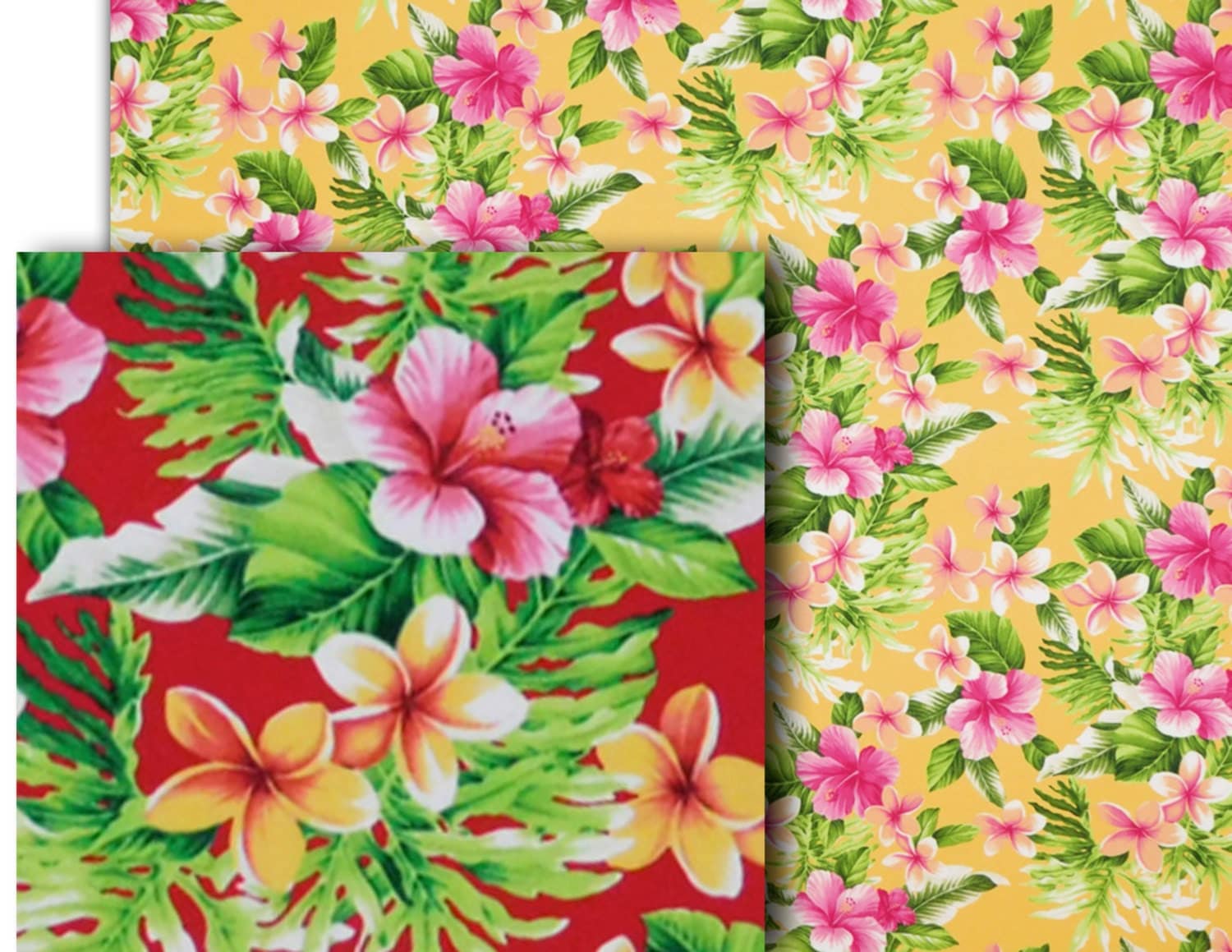 Tropical Fabric Hibiscus Plumeria Flowers by HawaiianFabricNBYond