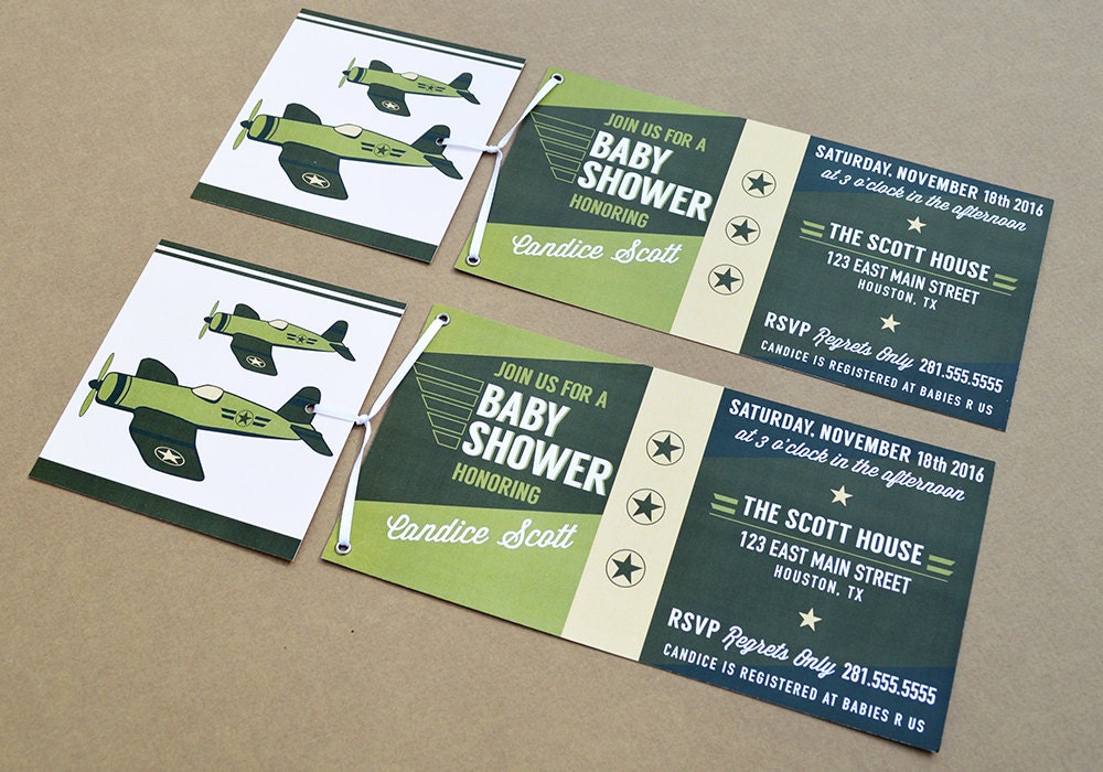 Top Gun Baby Shower Invitation Set of 30 with Envelopes