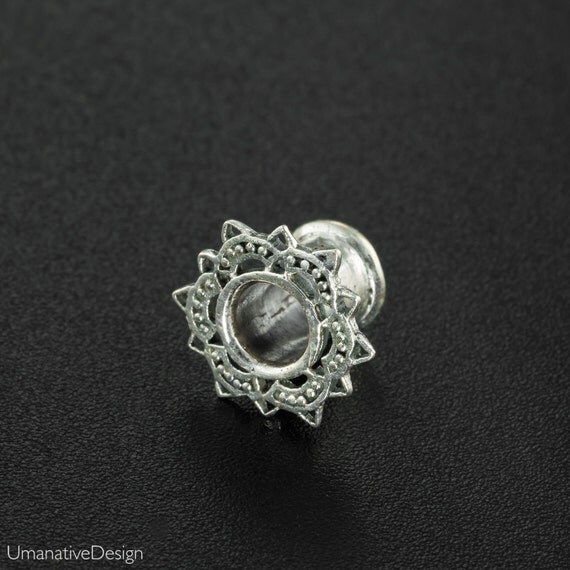 Sterling Silver ear tunnels 6g. ear plugs silver. 6g plugs.