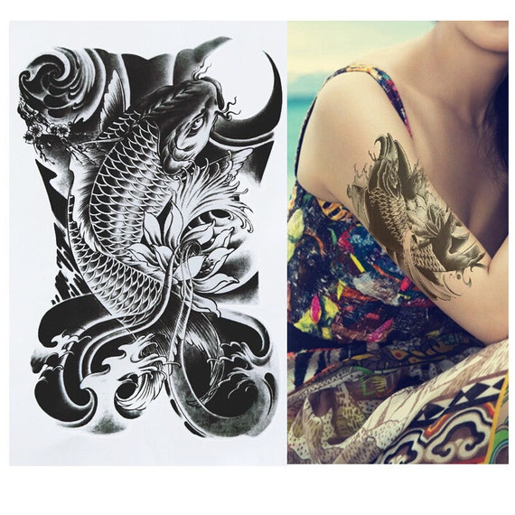 Large Temporary Tattoo Fish tattoo Arm tattoo for Men/