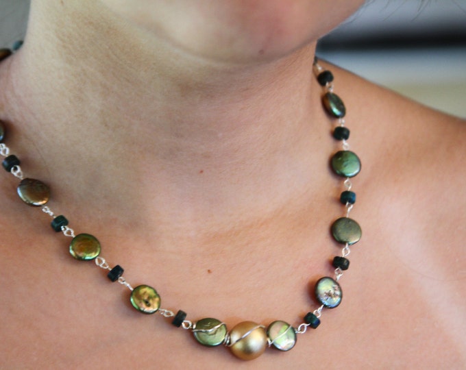 Azurite gemstone & silver necklace