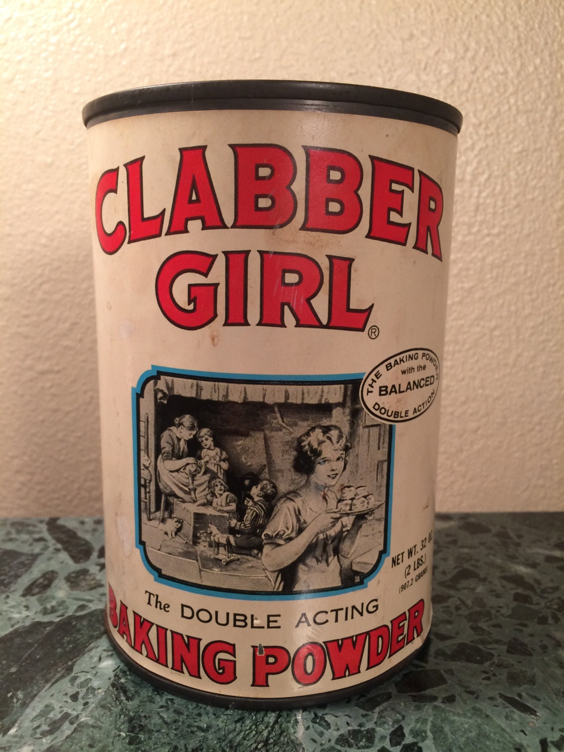 Vintage Clabber Girl Tin Double Acting Baking Powder 2 LB Tin