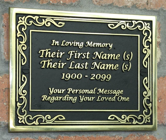 Solid Cast Brass Memorial Plaque Personalized In Full 3D Brass