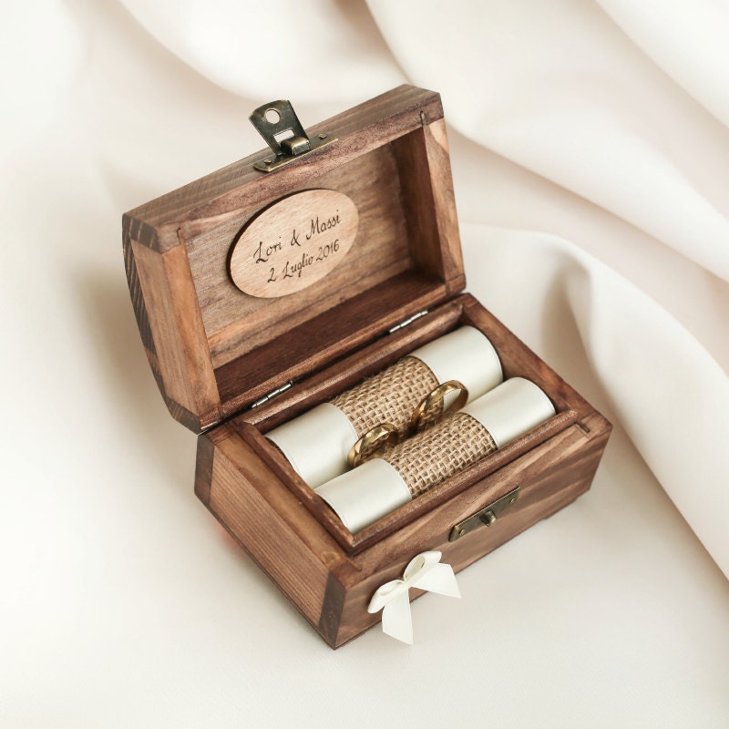 Personalized wedding ring box. Wooden ring box. Ring holder