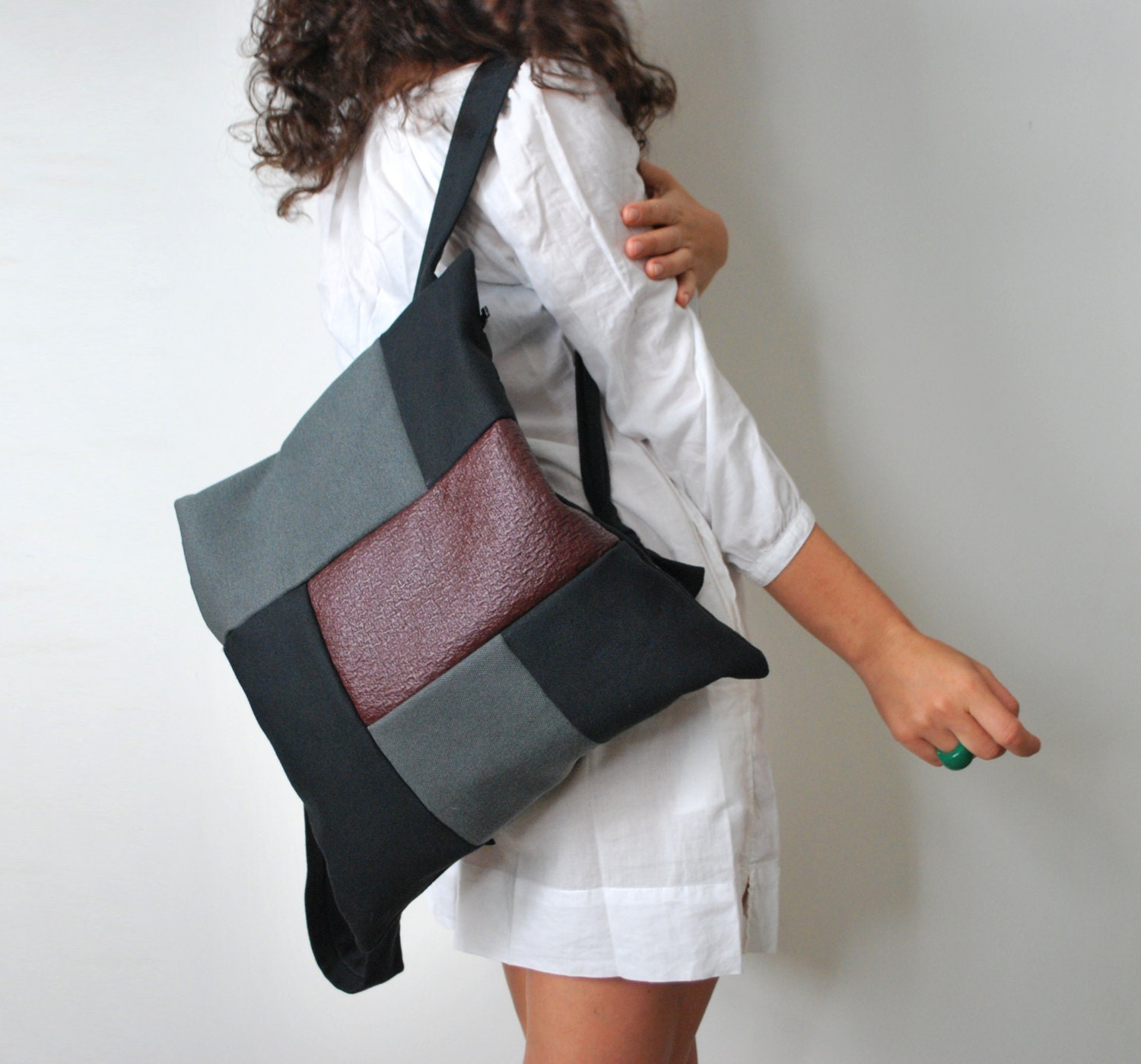 Convertible backpack Crossbody bag Gray black by misirlouHandmade