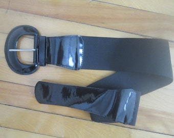 Vintage 80s Wide Elastic Belt Black Large Buckle Belt Women Wide Elastic Buckle Belt 2 Piece Wholesale Belt Vintage Wholesale Belt XL Belt