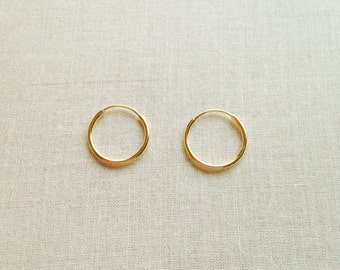 12mm Solid 14k Gold Hoop Earrings - 14k Hoop Earrings - 14k Gold Earrings - Gold Hoop Earrings - Small Gold Hoops Earrings - Tiny Gold Hoops
