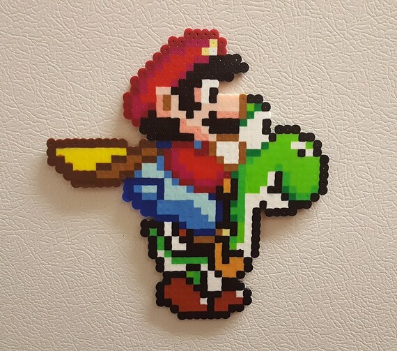 Mario Yoshi perler 8 bit pixel art super mario world