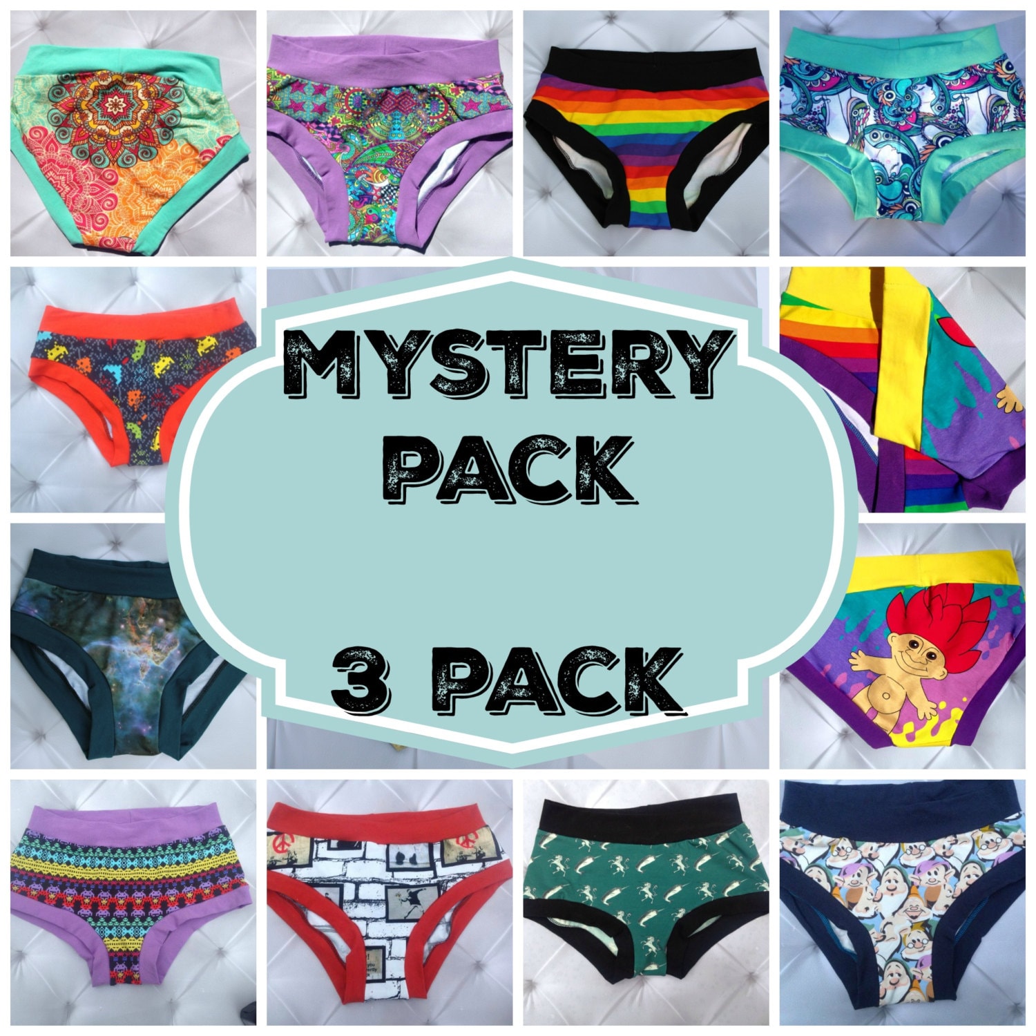 3 Piece Mystery Pack, Briefs Boyshort Thong, Womens Underwear ...