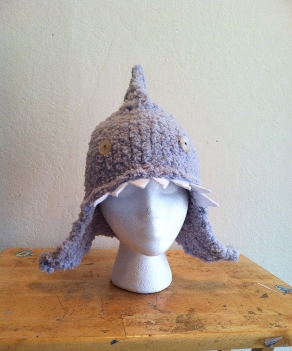 Knit Shark Hat by on Etsy