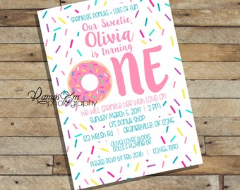 Sprinkle + Donut Birthday Invitation (DIGITAL FILE)