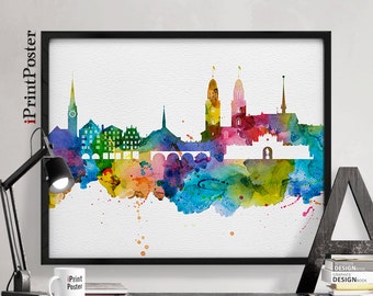  Zurich  skyline Etsy