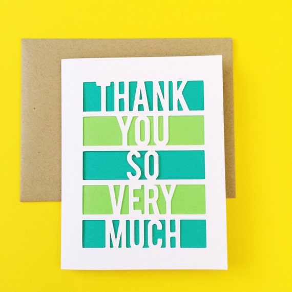 Thank You So Very Much card // cut paper card a2 by HelloPaperBird