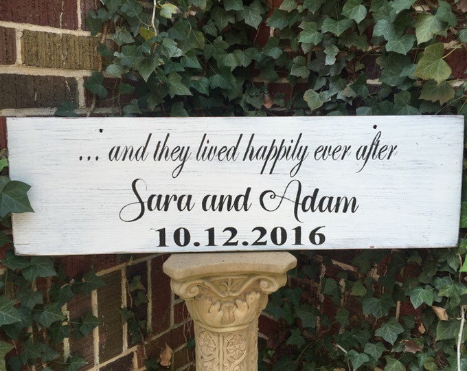 Wedding sign, Handmade distressed reclaimed wood sign, distressed wood, reclaimed wood, and they lhved hsppily ever after, wedding decor