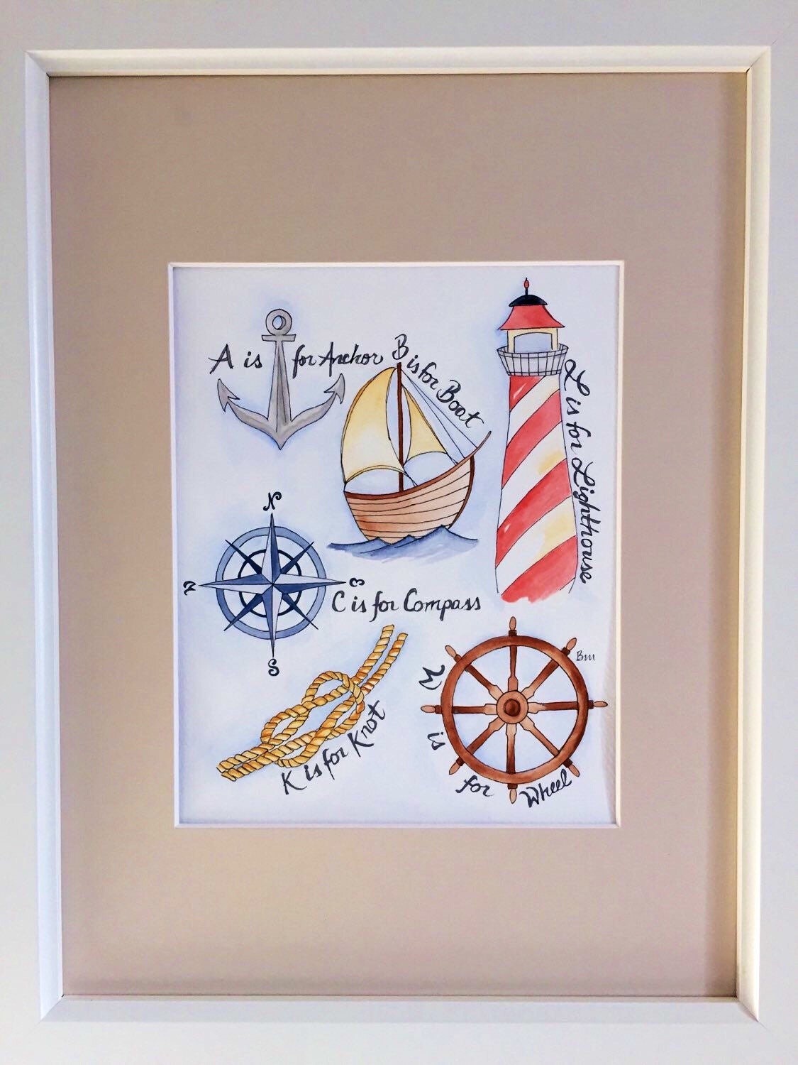 Nautical Nursery Decor. 8x10 Maritime Nursery Watercolor.