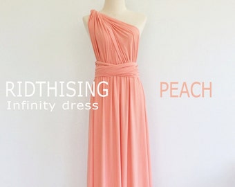 Maxi Peach Bridesmaid Dress Infinity Dress Bridesmaid Dress Prom Dress Convertible Dress Wrap Dress
