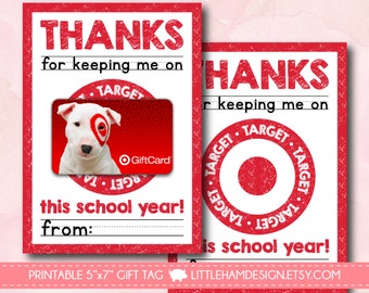 PERSONALIZED Printable GIFT CARD Holder for Teacher