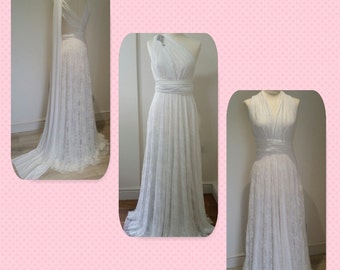 Infinity Multiway Convertible Twist Wrap Floor Length Ivory Lace Wedding Beach Dress Boho