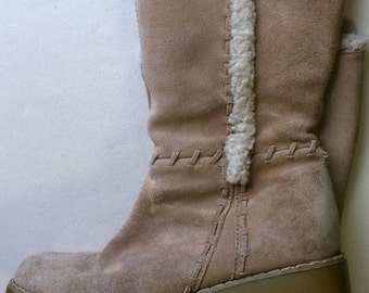 xhilaration suede tan leather mid-calf boots women size 7.5 M