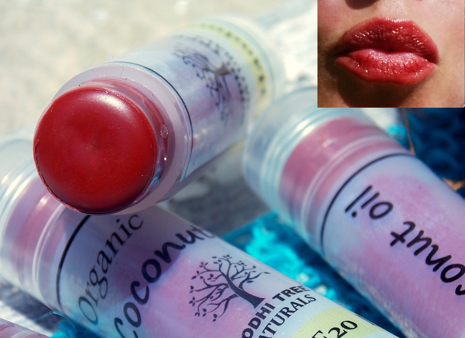 SPF20 Coconut Oil Lip Balm Dark Red Lip Balm by BodhiTreeNaturals