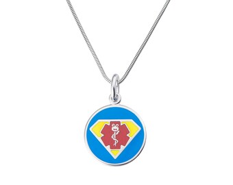 Dr. Super Jr. 316L 1" Medical Alert ID Pendant Neckalce w/ Snake Chain-Free Engraving, Wallet Card, Apps-5781
