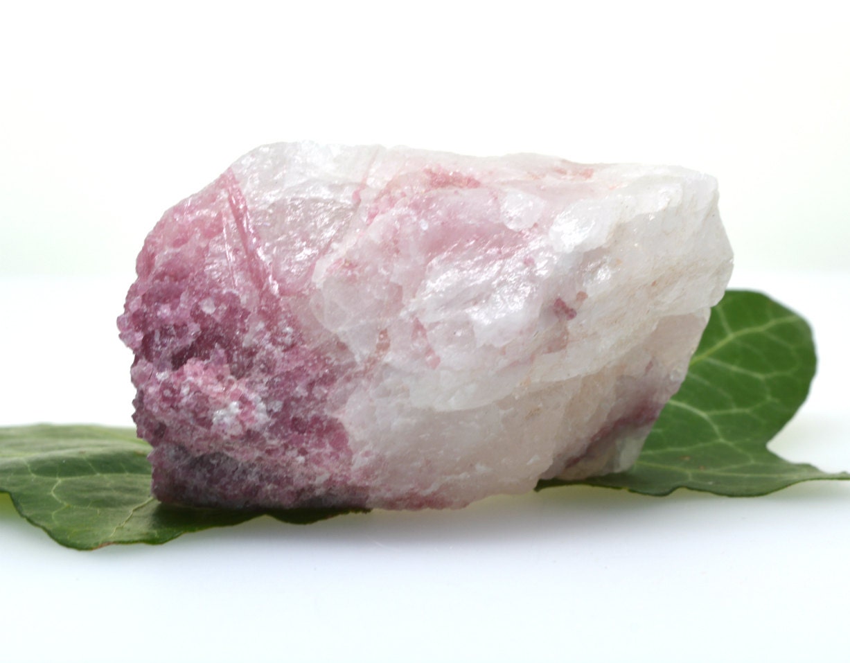 Raw Pink Tourmaline On Quartz Rough Quartz Crystal With