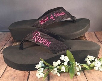 Bridesmaid Flip Flops, Personalized Flip Flops, Bridesmaid Sandals, Monogrammed Sandals, Cruise Sandals, Girl's Trip Sandals, Bridesmaid