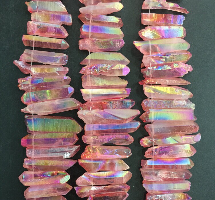 Approx 45pcs Top Drilled peach quartz Rough crystal point