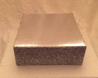 ELEGANT SQUARE Cake Stand 4x16 Mini Mirror Mosaics Sizes 8", 10", 12", 14", 16", 18", 20" Reversible Finishes