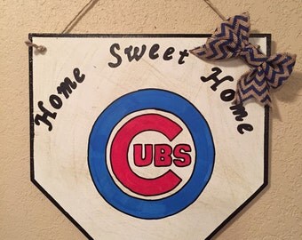Chicago cubs sign, home plate sign, Cubs home plate, Chicago Cubs decor, home sweet home sign, baseball home plate sign, Cubs fan, Cubs