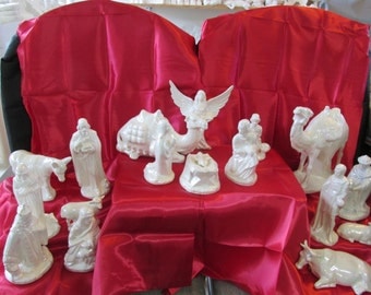 Hand Painted Ceramic Mother of Pearl Holland Nativity Set