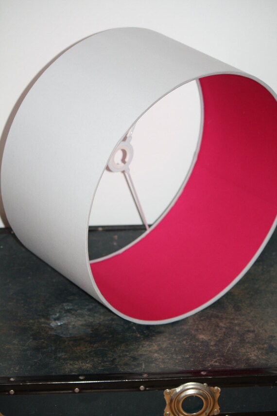 Hot pink and light grey fabric handmade drum by TigerBeans on Etsy