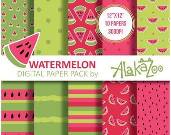 Watermelon Printable Pattern seamless , Digital Paper, Scrapbooking, 12x12inch, Background, Instant Download.