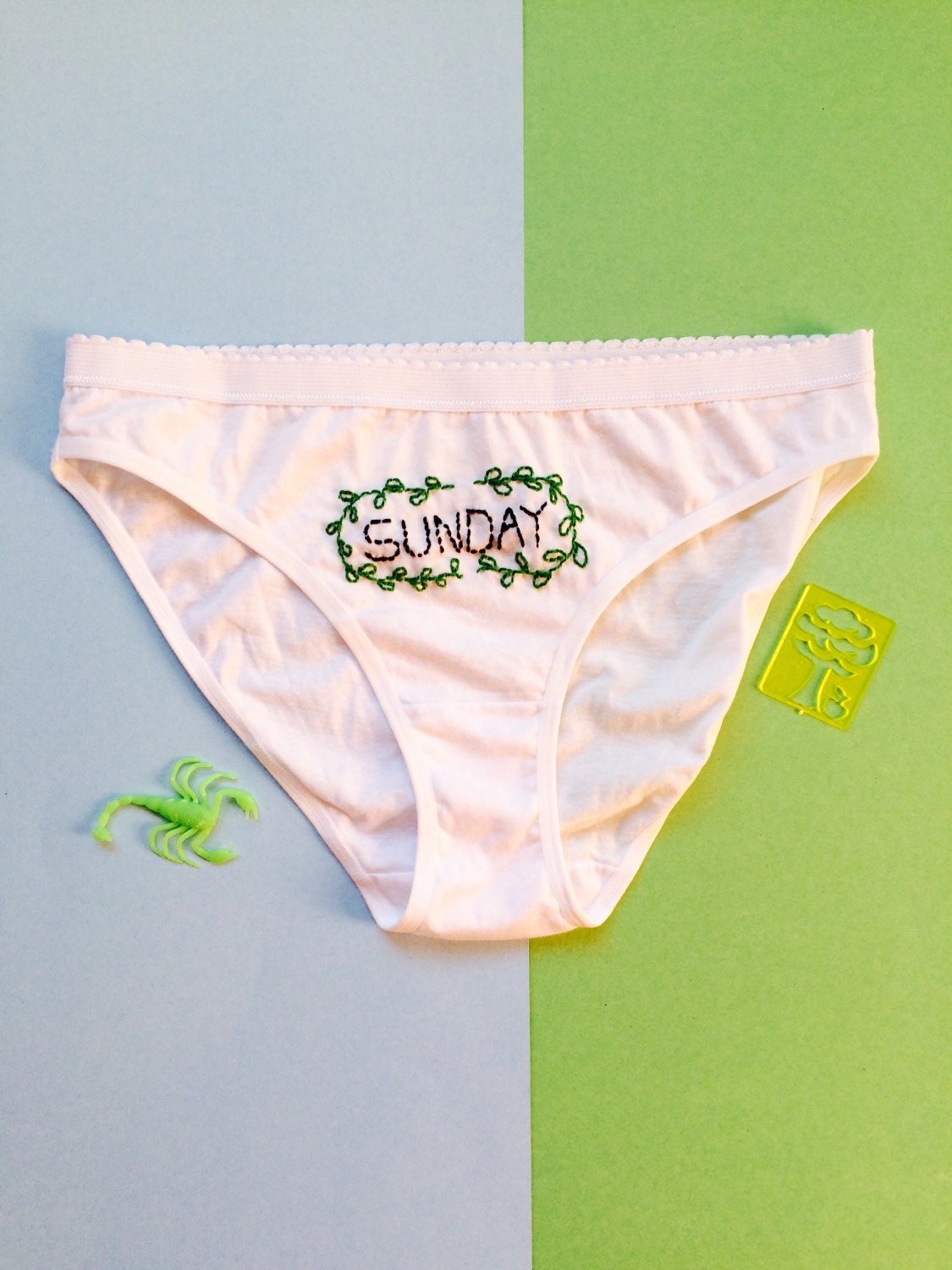 Ooak Hand Embroidered Sunday Panties By Embroiderline On Etsy
