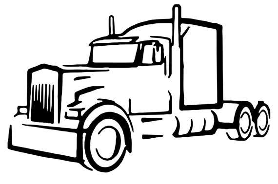 Truck driver semi truck vinyl decal outline by Bigteesprinting