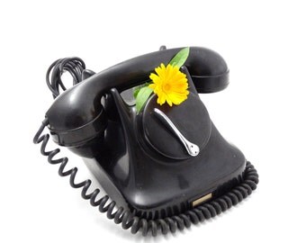 Vintage Rotary Phone - Kristian Kirks - Bakelite Phone - Black Rotary Phone - 1960s Retro Telephone - Danish Modern Phone - Retro Office