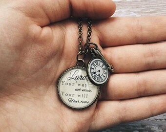 Lord Your way glass dome necklace