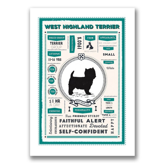 West Highland Terrier Poster Instant Download Vintage Style