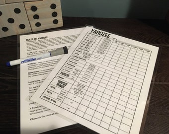 yahtzee score card etsy