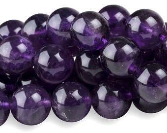 15 IN Strand 10 mm Amethyst Round Smooth Gemstone Beads (AM100113)